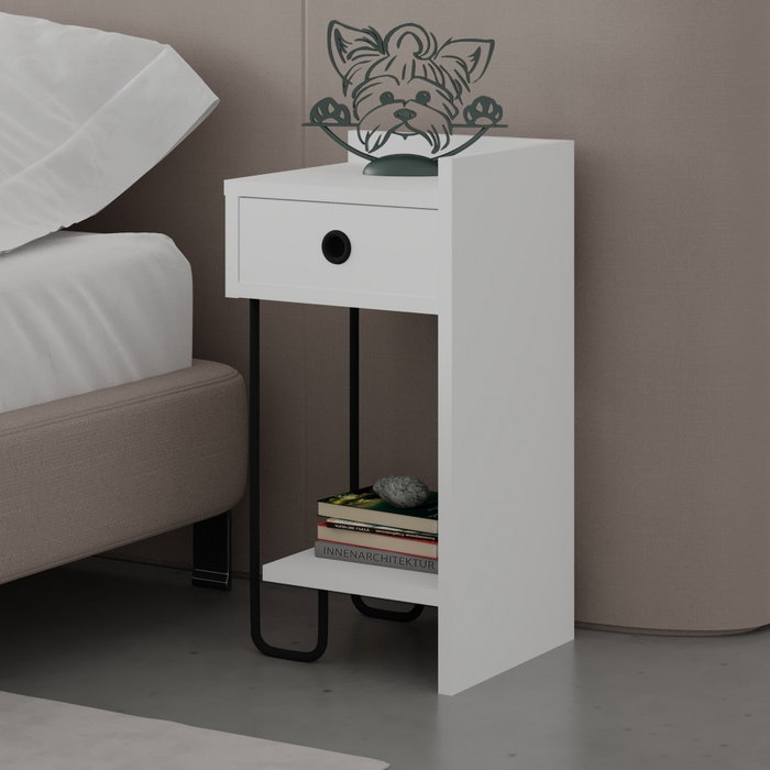 Hanah Home Sirius Right Mesita de Noche Blanca
